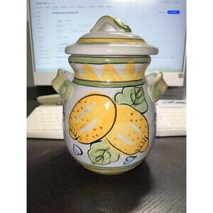 World Bazaar Inc Double Handled Vase Lemon Yellow Green 7”